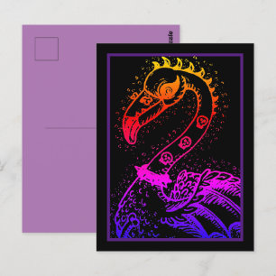 GOTH PUNK ROCKER FLAMINGO, SKULLS, SPIKED HAAR POSTKARTE