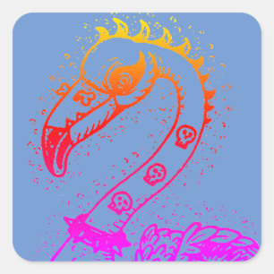 GOTH PUNK ROCKER FLAMINGO, SKULLS, SPIKED HAAR QUADRATISCHER AUFKLEBER