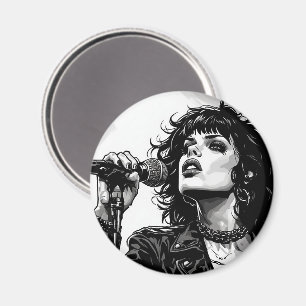 Goth-Punk-Sängerin Retro-Grafik-Art-Stil Magnet