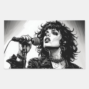 Goth-Punk-Sängerin Retro-Grafik-Art-Stil Rechteckiger Aufkleber
