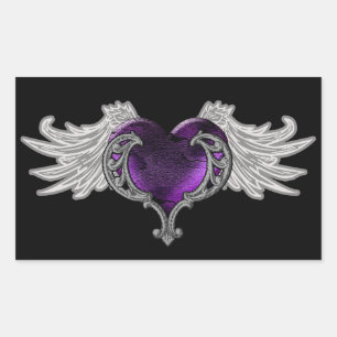 Goth Purple Heart mit Engelsflügeln Aufkleber