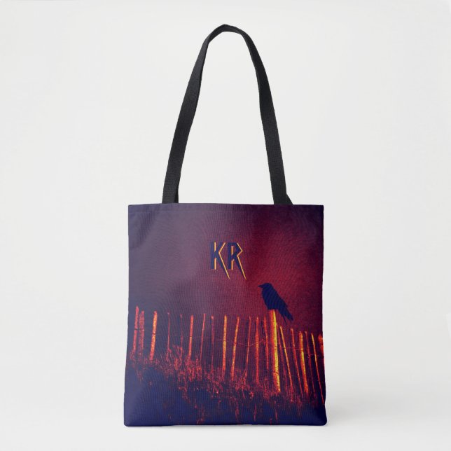 Goth Quoth the Raven Under Midnight Sky, Monogramm Tasche (Vorderseite)