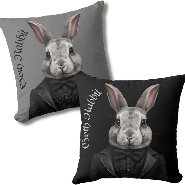 Goth Rabbit coussin gothique noir lapin gris lapin (Créateur téléchargé)
