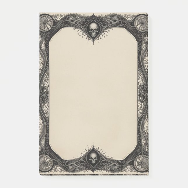 Goth-Rahmen mit Totenköpfen Post-it Klebezettel (Vorderseite)