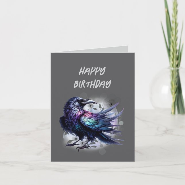 Goth Raven Birthday Card Dunkle Ästhetik Dankeskarte (Vorderseite)