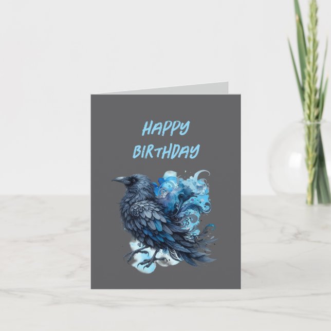 Goth Raven Carte Anniversaire Sombre esthétique (Devant)