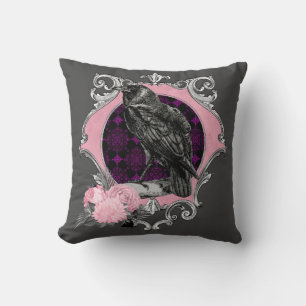 Goth Raven Rose Frame Kissen
