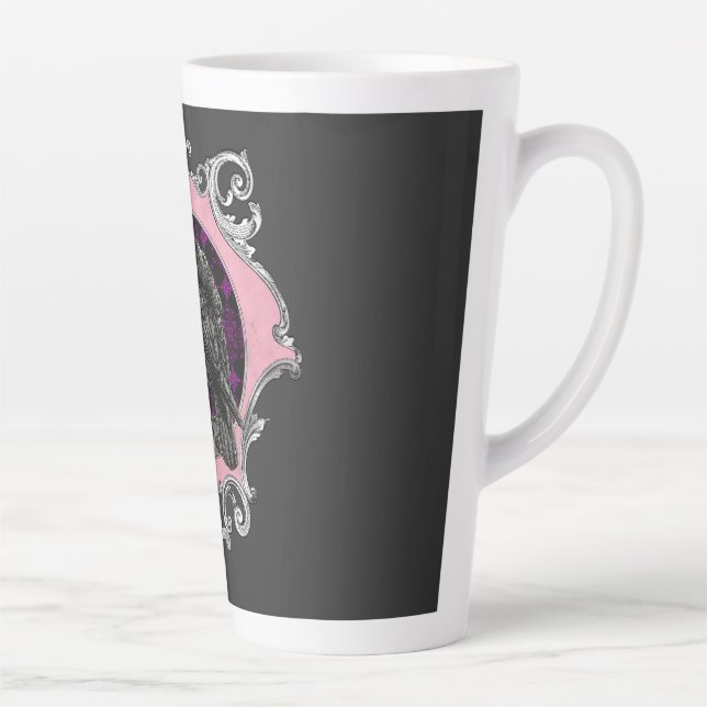 Goth Raven Rose Frame Milchtasse (Rechts)