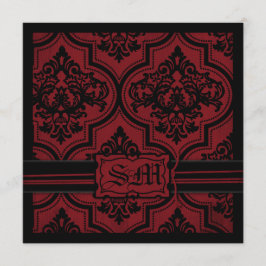 Goth Red Black Damask Hochzeitseinladungen Einladung