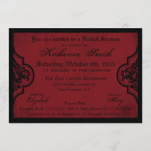 Goth Red Damask Grunge Brautparty Einladung