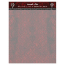 Goth Red Silver Heart Damask