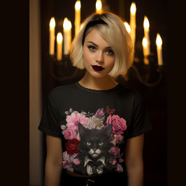 Goth Rock Cat Rose Dunkle Moody, aber Niedlich T-Shirt