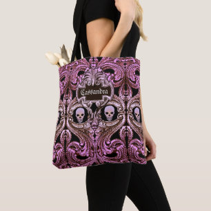 Goth rosa Verzierung mit dem Schädel Tasche