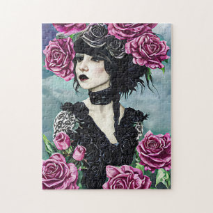 Goth Rose Girl Original Kunst Digitale Malerei