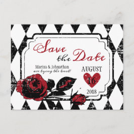 Goth Rose Grunge Diamond Print Save the Date Ankündigungspostkarte