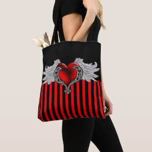 Goth-Rotes Herz mit Engelsflügeln Tasche