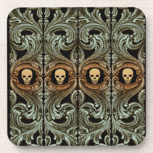 Goth Sage Green Ornament mit Skull Getränkeuntersetzer