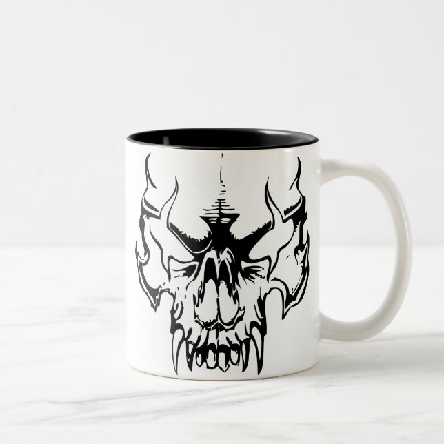 Goth Schädel Zweifarbige Tasse (Rechts)
