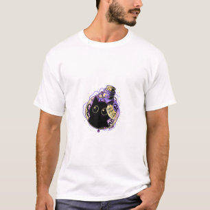 Goth-Schwarzes-Katzen-Shirt Halloween-Katze Böse-H T-Shirt