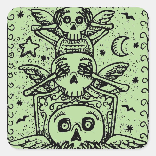 GOTH SEHEN KEIN EVIL, FRIEDHOF SKELETON STICKERS S (Vorderseite)