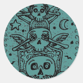 GOTH SEHEN KEINE BÖSE, FRIEDHOF SKELETON STICKERS 