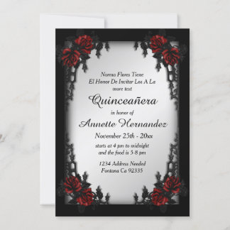Goth Silver Quinceañera Einladung