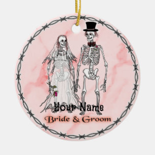 Goth Skeleton Hochzeitsschmuck Keramik Ornament