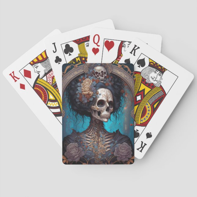 Goth Skeleton Skull Woman Gothic Spielkarten (Rückseite)