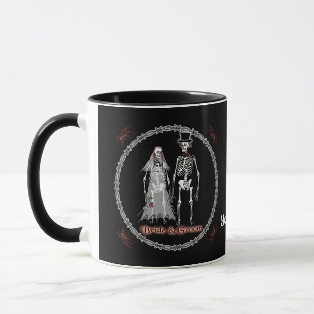Goth-Skelett-Hochzeitstasse Tasse (Links)