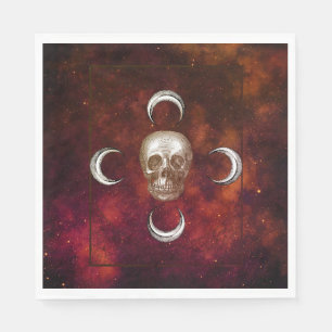 Goth Skull and Moon Celestial Serviette
