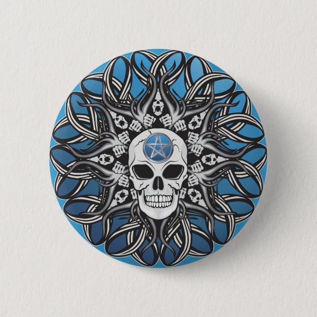 Goth Skull - Blau Button (Vorderseite)
