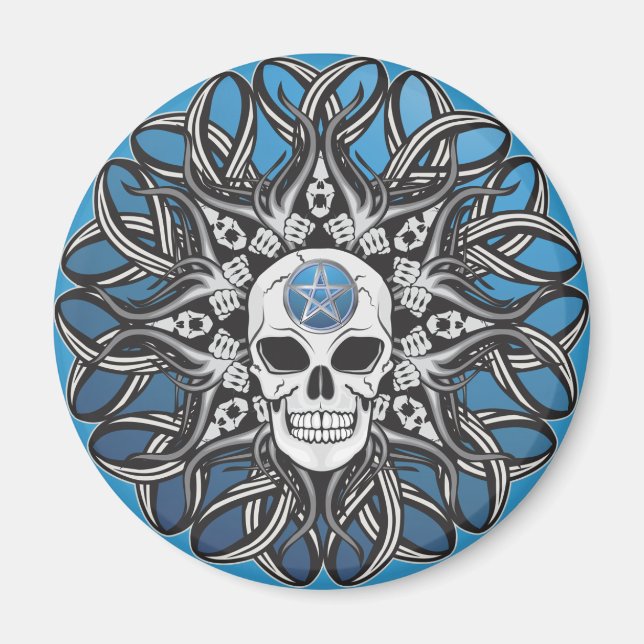 Goth Skull - Blau Magnet (Vorne)