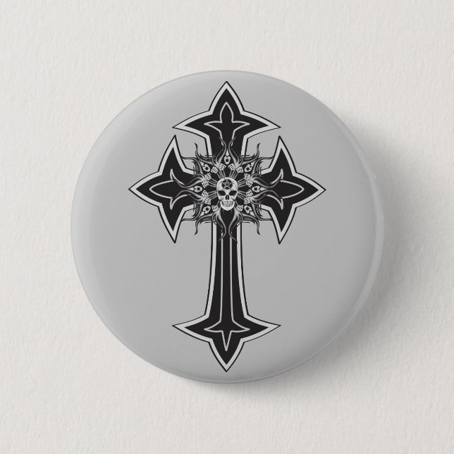 Goth Skull Cross Button (Vorderseite)