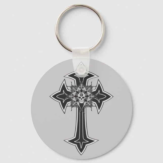 Goth Skull Cross Schlüsselanhänger (Vorderseite)