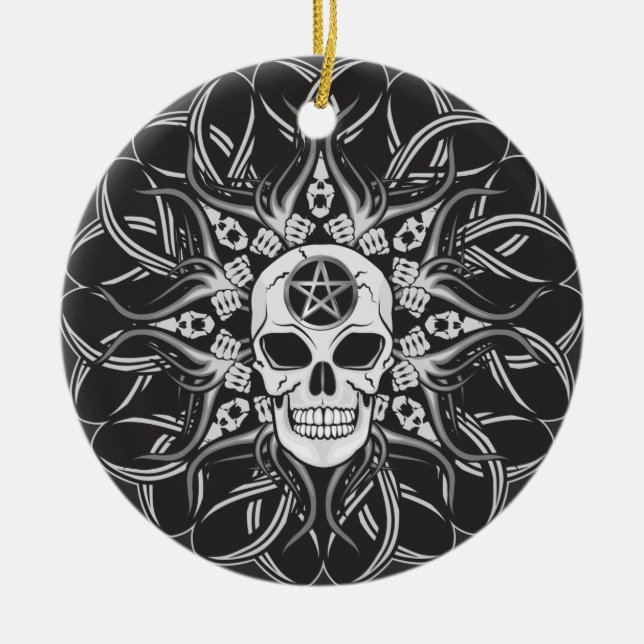 Goth Skull Keramik Ornament (Vorne)