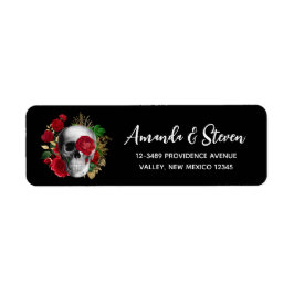 Goth Skull mit Red Blume & Gold Blätter