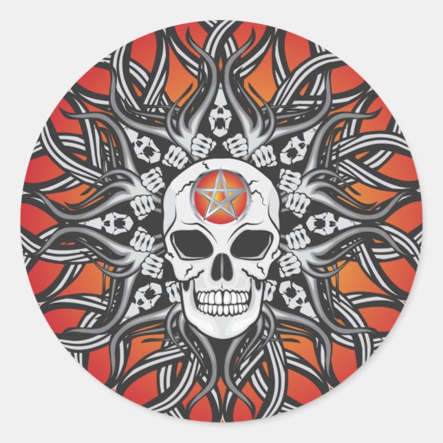 Goth Skull - Orange Runder Aufkleber (Vorderseite)