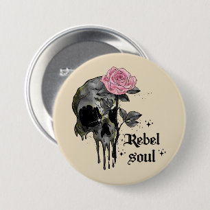 Goth Skull Rebel-Soul Button