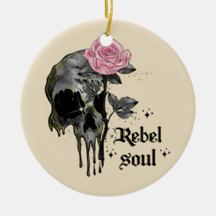 Goth Skull Rebel Soul Keramik Ornament