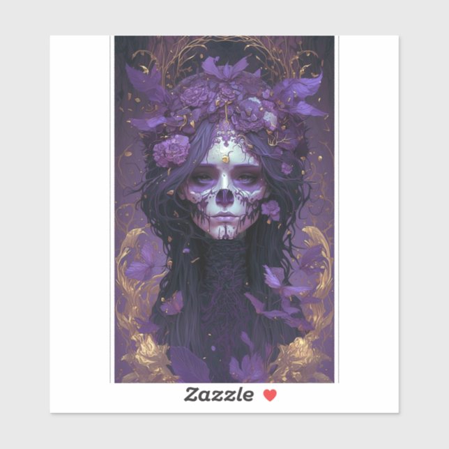 Goth Skull Woman Dark Fantasy Art Aufkleber (Blatt)