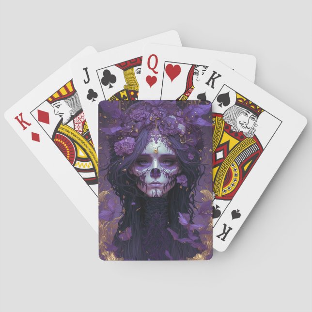 Goth Skull Woman Dark Fantasy Art Spielkarten (Rückseite)