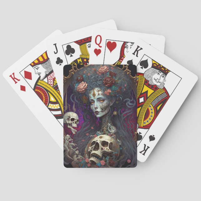 Goth Skull Zombie Woman Gothic Spielkarten (Rückseite)