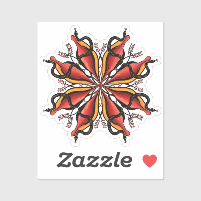 Goth Snakes Blume Tattoo Style Aufkleber (Blatt)