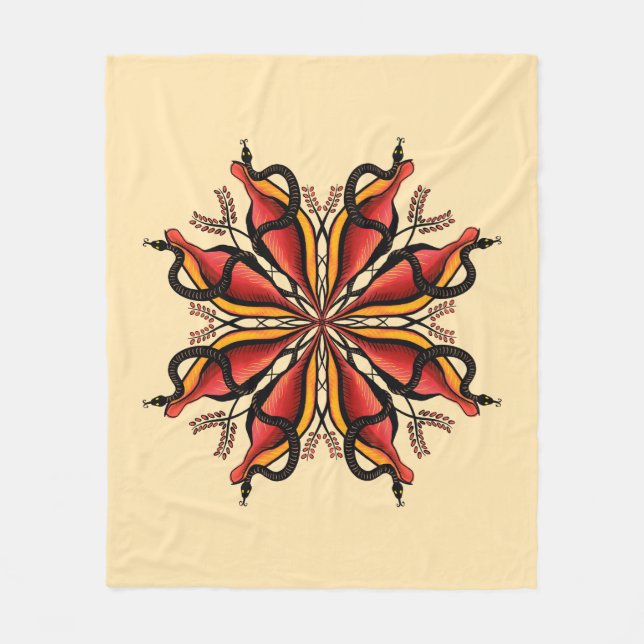 Goth Snakes Blume Tattoo Style Fleecedecke (Vorderseite)