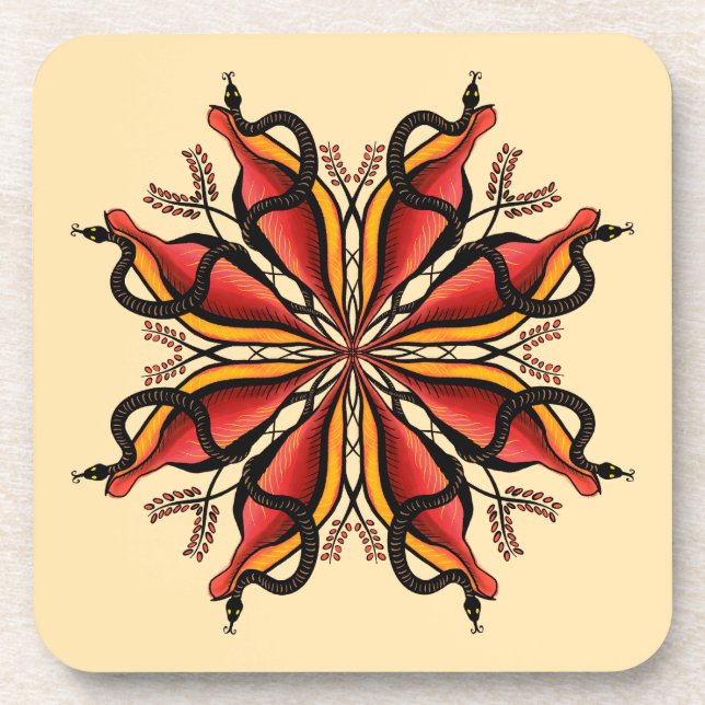 Goth Snakes Blume Tattoo Style Getränkeuntersetzer (Vorderseite)