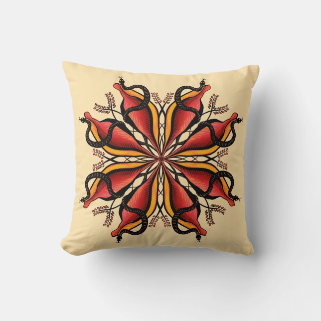 Goth Snakes Blume Tattoo Style Kissen (Vorderseite)