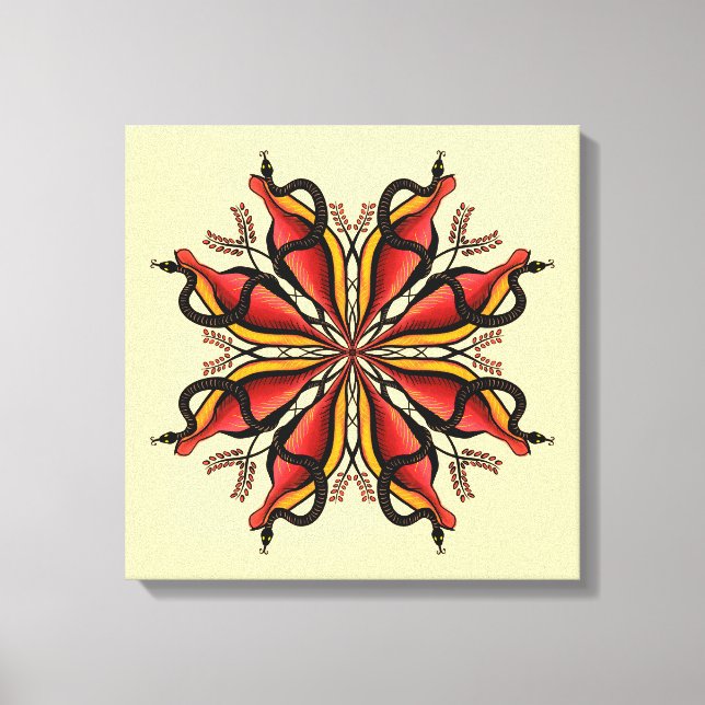 Goth Snakes Blume Tattoo Style Leinwanddruck (Vorderseite)