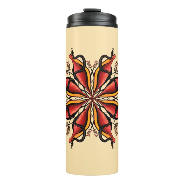 Goth Snakes Blume Tattoo Style Thermosbecher (Vorderseite)