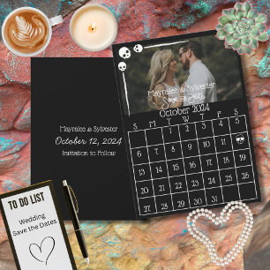 Goth Spaß Dunkle Stimmung Schädel Hochzeit Save The Date