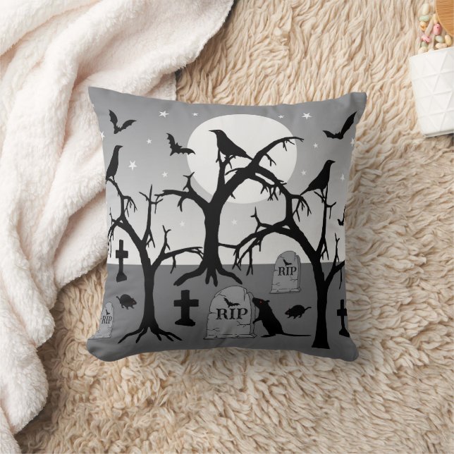 Goth Spooky Halloween Friedhof Friedhofszene Kissen (Decke)
